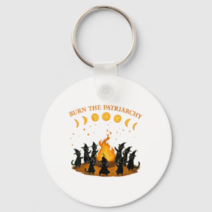 Burn The Patriarchy Cat Witch Funny Feminist Hallo Key Ring