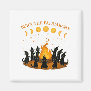 Burn The Patriarchy Cat Witch Funny Feminist Hallo Magnet