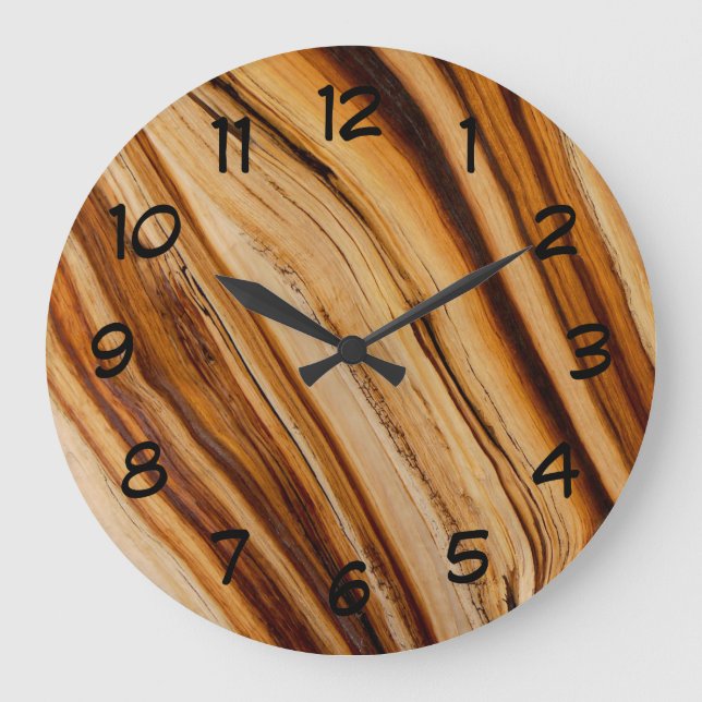Burned Bristlecone Pine Tree Trunk Texture Large Clock (Front)