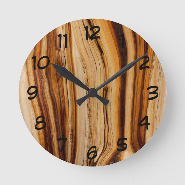 Burned Bristlecone Pine Tree Trunk Texture Round Clock (Front)
