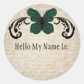 Burned Butterfly Name Tag Sticker