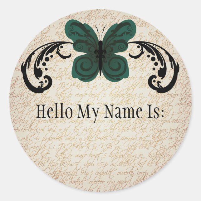 Burned Butterfly Name Tag Sticker (Front)