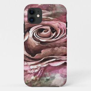 Burned Coral and Desert Mist Artistic Rose iPhone 11 Case