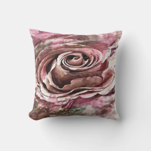 Burned Coral and Desert Mist Artistic Rose Cushion