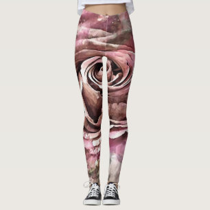 Burned Coral and Desert Mist Artistic Rose Leggings