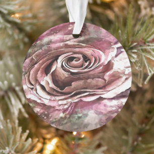 Burned Coral and Desert Mist Artistic Rose Ornament