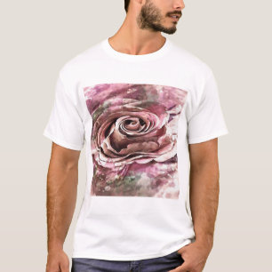 Burned Coral and Desert Mist Artistic Rose T-Shirt