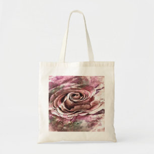 Burned Coral and Desert Mist Artistic Rose Tote Bag
