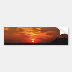 Burned Horizons Sunset Over The Aegean Painting Bumper Sticker