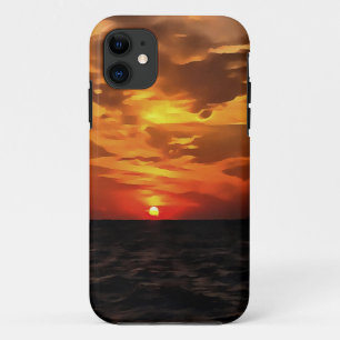 Burned Horizons Sunset Over The Aegean Painting iPhone 11 Case