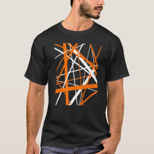 Burned Orange and White Geometric Strips Cut Out P T-Shirt