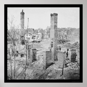 Burned Ruins of Chimneys in Richmond 1865 Poster