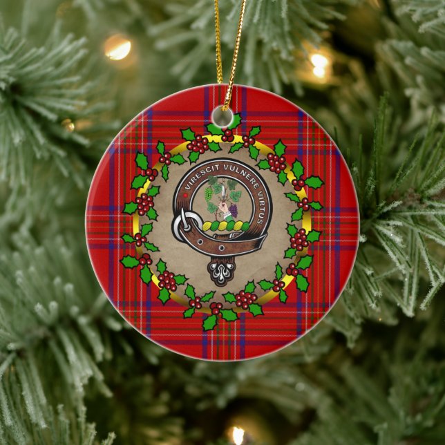Burnett Clan Badge & Tartan Personalised Xmas Ceramic Ornament (Tree)