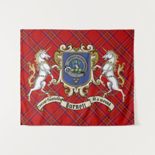 Burnett  Clan Badge & Unicorns w/Tartan   Tapestry