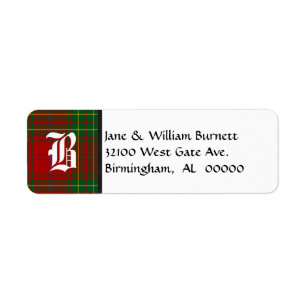 Burnett Tartan Plaid Monogram Address Labels