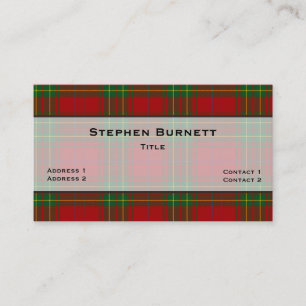 Burnett Traditional Tartan Plaid Custom Business Card