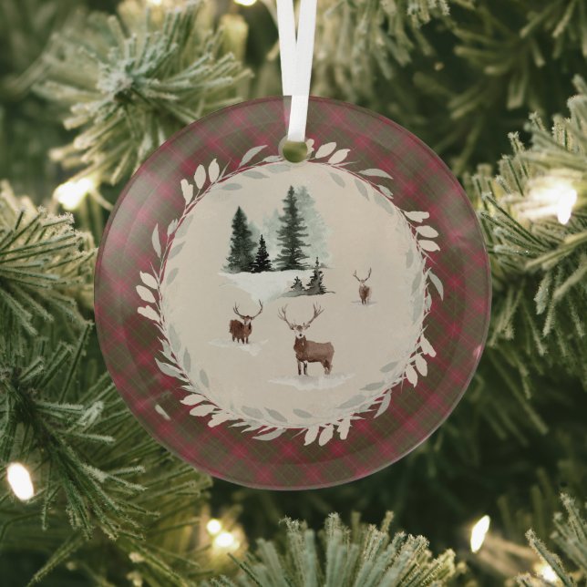 Burnett Weathered Original Scottish Tartan Glass Tree Decoration (Insitu)