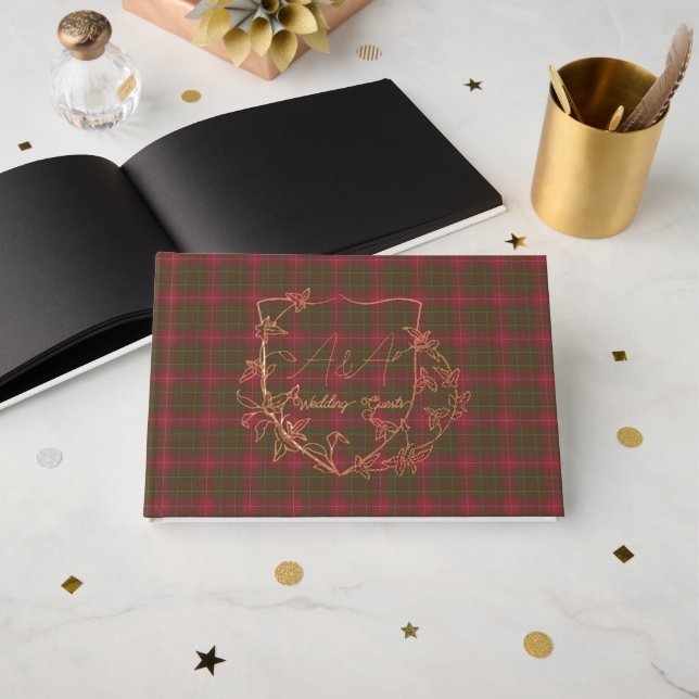 Burnett Weathered Original Scottish Tartan Guest Book (Front Open)