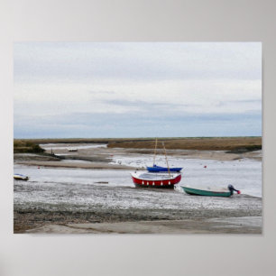 Burnham Overy Staithe boats Poster