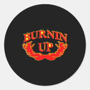 Burnin Up Flames Vintage Classic Round Sticker