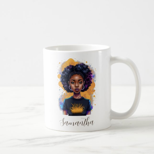Burning Afro Woman Coffee Mug (Right)