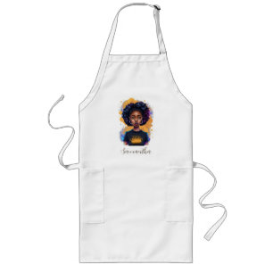Burning Afro Woman Long Apron