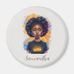 Burning Afro Woman Magnet