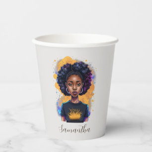 Burning Afro Woman Paper Cups