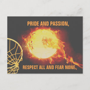 Burning Ball Netball Theme Picture With Slogan Postcard