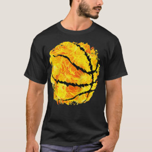 Burning basketball on fire with ripped outline T-Shirt