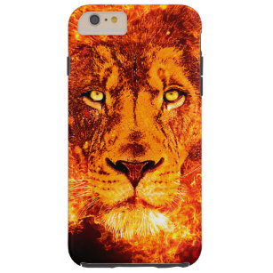 Burning Big Cat Face Red Orange Tough iPhone 6 Plus Case