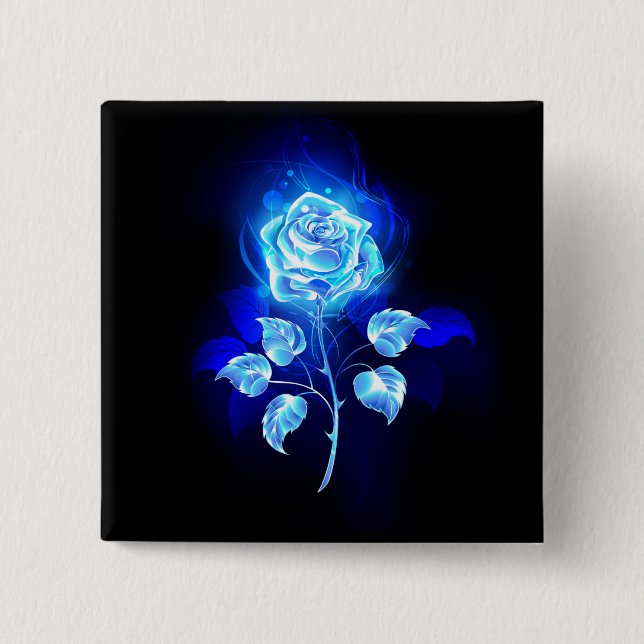 Burning Blue Rose 15 Cm Square Badge (Front)