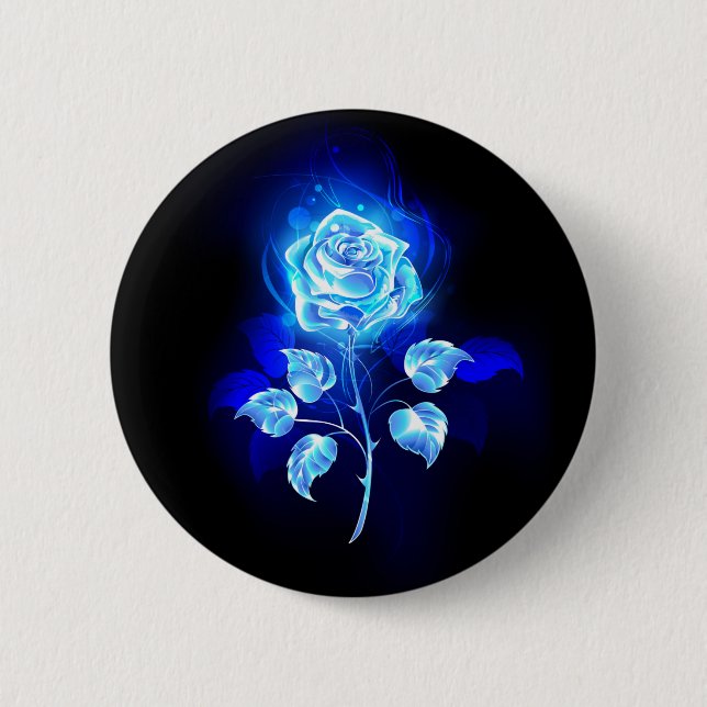 Burning Blue Rose 6 Cm Round Badge (Front)