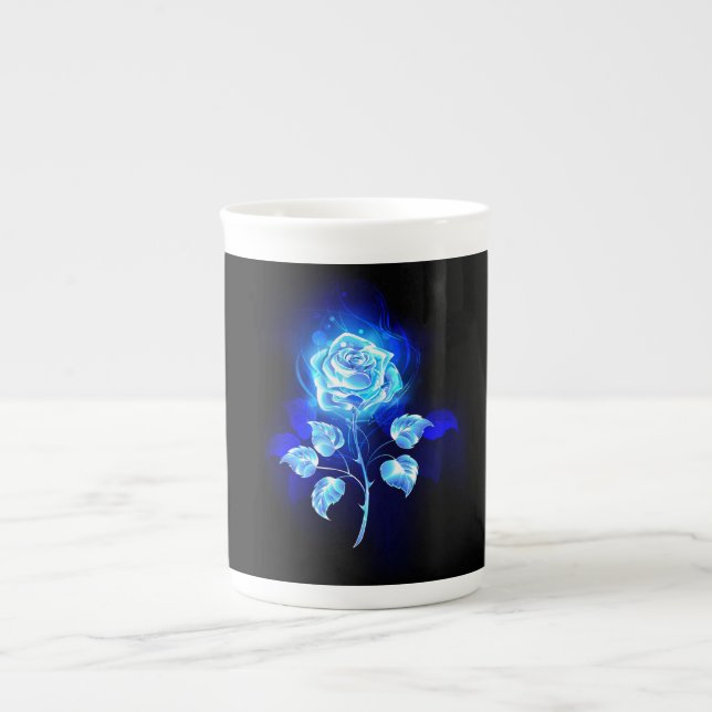 Burning Blue Rose Bone China Mug (Front)