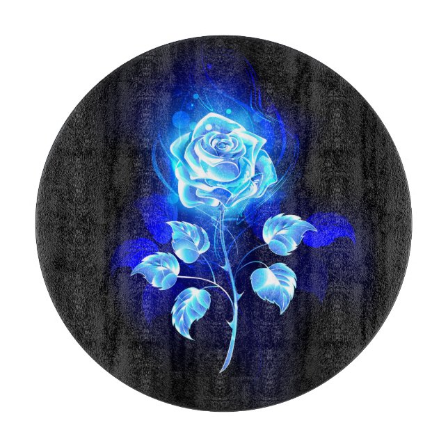 Burning Blue Rose Cutting Board (Front)