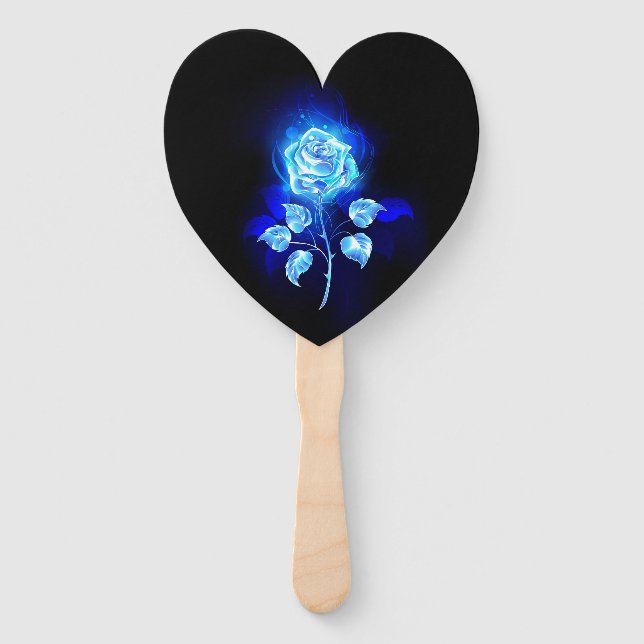 Burning Blue Rose Hand Fan (Front)