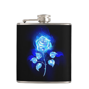 Burning Blue Rose Hip Flask