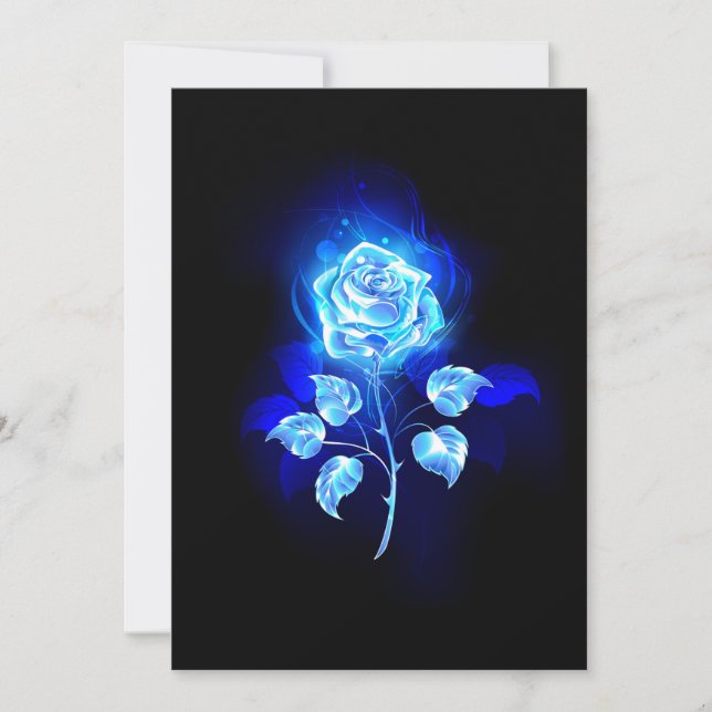 Burning Blue Rose Holiday Card (Front)