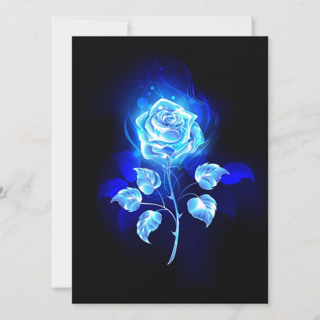 Burning Blue Rose Holiday Card (Front)