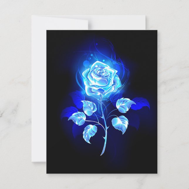 Burning Blue Rose Holiday Card (Front)