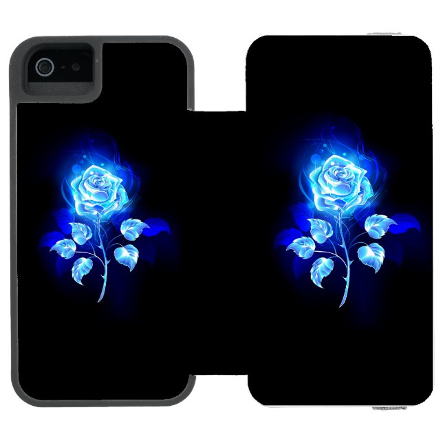 Burning Blue Rose Incipio iPhone Wallet Case (Folio Open)