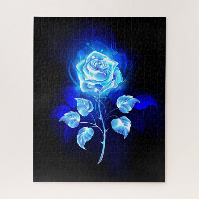 Burning Blue Rose Jigsaw Puzzle (Vertical)