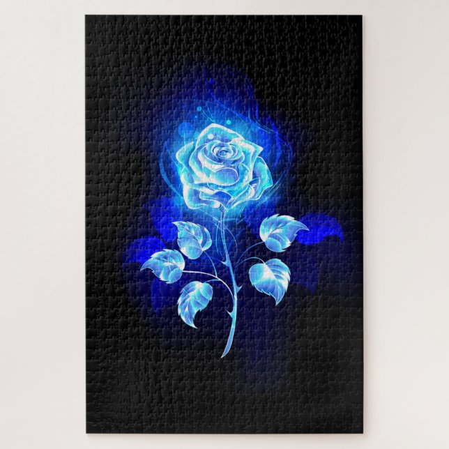 Burning Blue Rose Jigsaw Puzzle (Vertical)