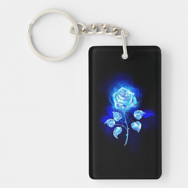 Burning Blue Rose Key Ring (Front)