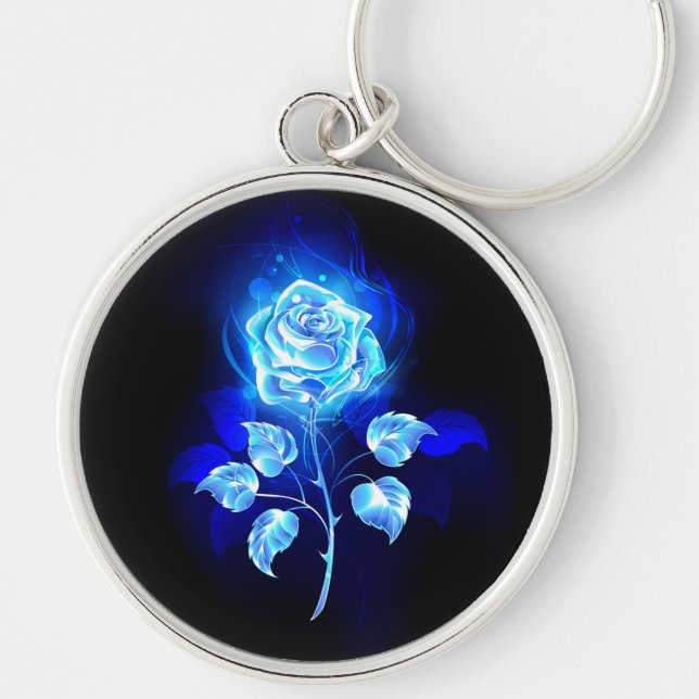 Burning Blue Rose Key Ring (Front)