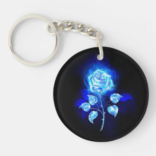 Burning Blue Rose Key Ring
