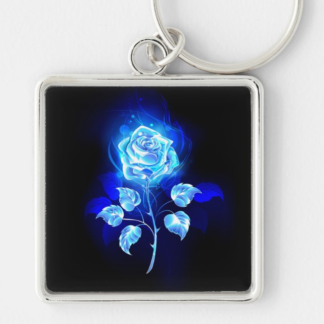 Burning Blue Rose Key Ring (Front)