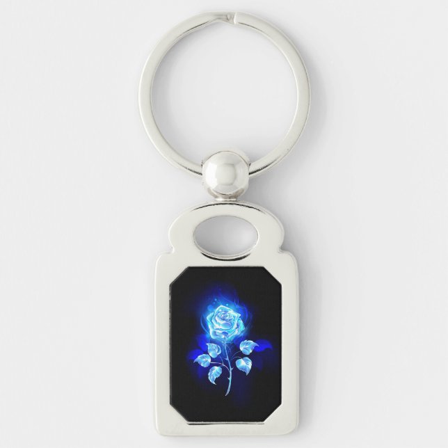 Burning Blue Rose Key Ring (Front)