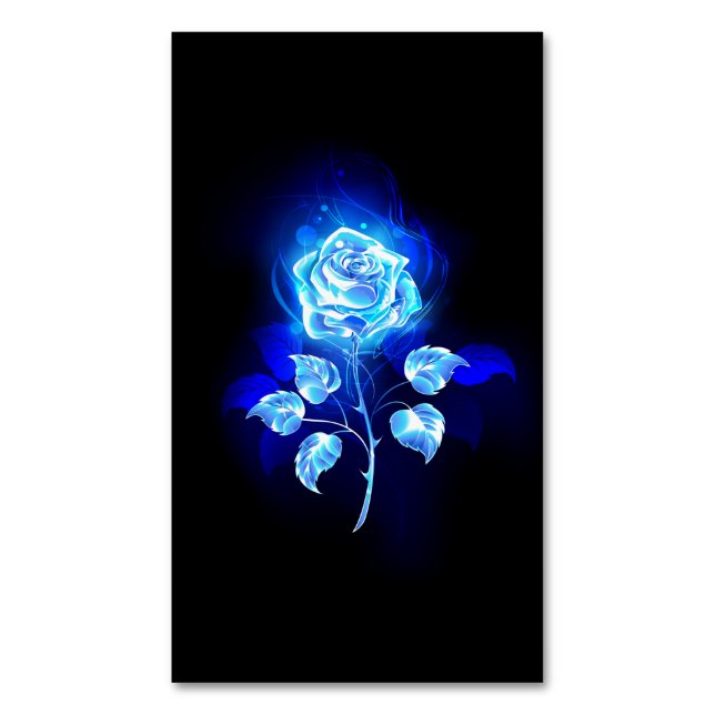Burning Blue Rose Magnetic Business Card (Front Vertical)