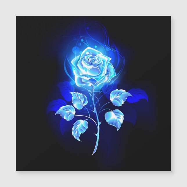 Burning Blue Rose Magnetic Invitation (Front)